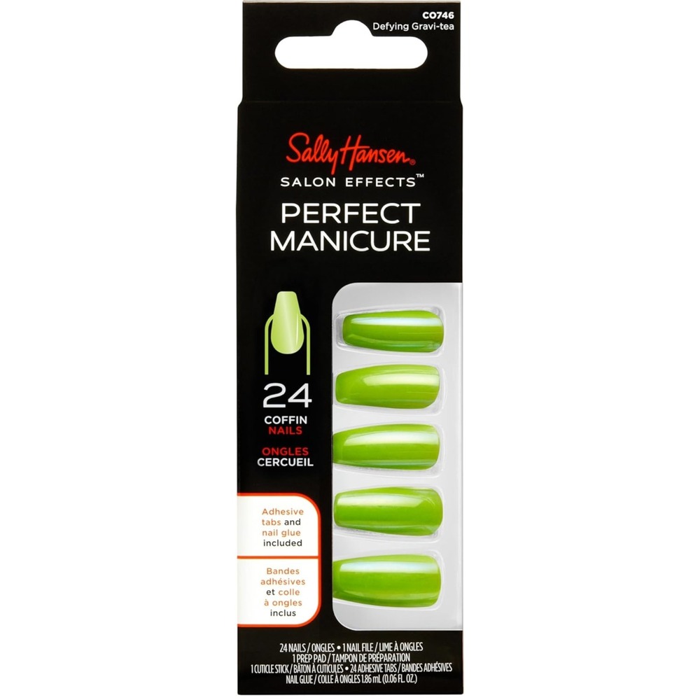 Sally Hansen Salon Effects Perfect Manicure Defying Gravi-tea Coffin Nails 24ct